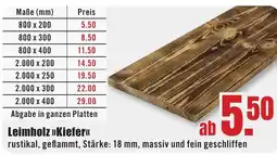 B1 Discount Baumarkt Leimholz >>Kiefer<< Angebot