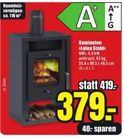 B1 Discount Baumarkt Kaminofen >>Lulea Stahl<< Angebot