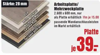 B1 Discount Baumarkt Arbeitsplatte/ Mehrzweckplatte Angebot