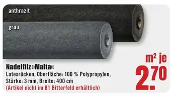 B1 Discount Baumarkt Nadelfilz >> Malta<< Angebot