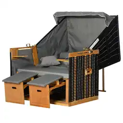Netto Marken-Discount Outsunny Strandkorb Holz, PE-Rattan, Polyester, Schaumstoff Angebot