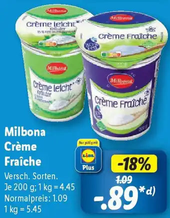 Lidl Milbona Crème Fraîche Angebot