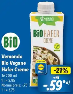 Lidl Vemondo Bio Vegane Hafer Creme Angebot