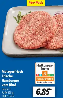 Lidl Metzgerfrisch Frische Hamburger vom Rind Angebot