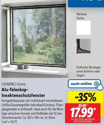 Lidl LIVARNO home Alu-Teleskop Insektenschutzfenster Angebot