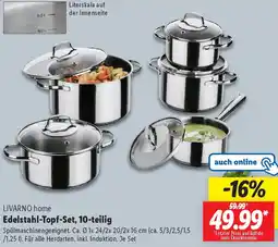 Lidl LIVARNO home Edelstahl-Topf-Set, 10-teilig Angebot