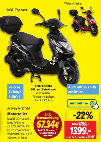 Lidl ALPHA MOTORS Motorroller Angebot