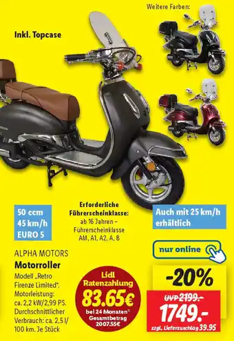Lidl ALPHA MOTORS Motorroller Angebot