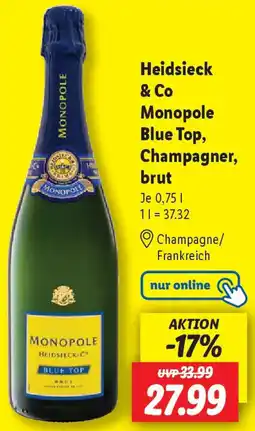 Lidl Heidsieck & Co Monopole Blue Top, Champagner, brut Angebot