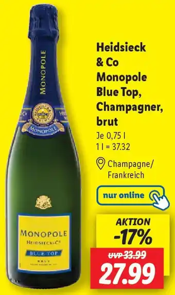 Lidl Heidsieck & Co Monopole Blue Top, Champagner, brut Angebot