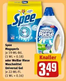 REWE Spee Megaperls oder Weißer Riese Waschmittel Universal Gel Angebot