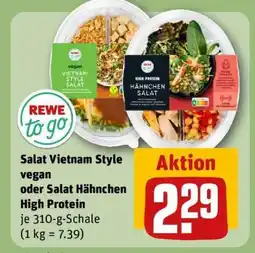 REWE Salat Vietnam Style vegan oder Salat Hähnchen High Protein Angebot