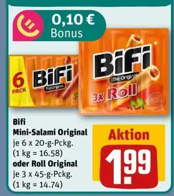 REWE BiFi Mini-Salami Original oder Roll Original Angebot