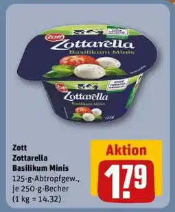 REWE Zott Zottarella Basilikum Minis Angebot
