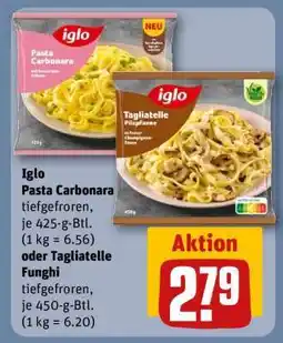 REWE Iglo Pasta Carbonara oder Tagliatelle Funghi Angebot