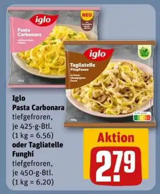 REWE Iglo Pasta Carbonara oder Tagliatelle Funghi Angebot