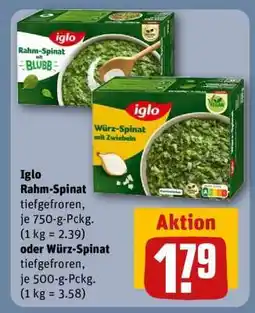 REWE Iglo Rahm-Spinat oder Würz-Spinat Angebot