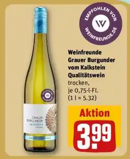 REWE Weinfreunde Grauer Burgunder vom Kalkstein Qualitätswein Angebot
