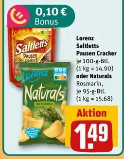 REWE Lorenz Saltletts Pausen Cracker oder Naturals Rosmarin Angebot