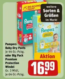 REWE Pampers Baby-Dry Pants oder Big Pack Premium Protection Windel Angebot