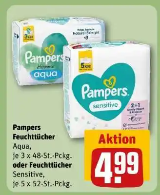 REWE Pampers Feuchttücher Aqua oder Feuchttücher Sensitive Angebot