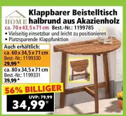 Norma Klappbarer Beistelltisch halbrund aus Akazienholz Angebot