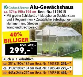 Norma Alu-Gewächshaus Angebot
