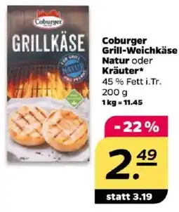 NETTO Coburger Grill-Weichkäse Natur oder Kräuter Angebot