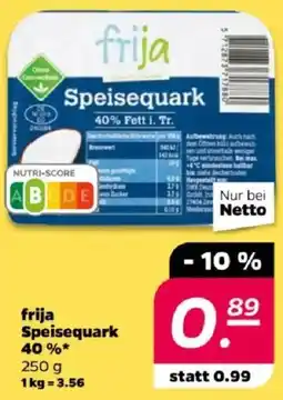NETTO frija Speisequark 40% Angebot