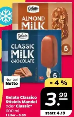 NETTO Gelato Classico Stieleis Mandel oder Classic Angebot
