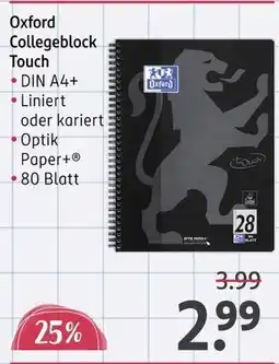 Rossmann Oxford collegeblock touch Angebot