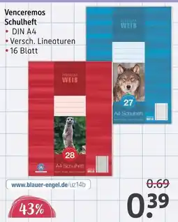 Rossmann Venceremos schulheft Angebot
