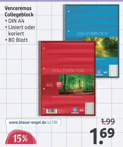 Rossmann Venceremos collegeblock Angebot