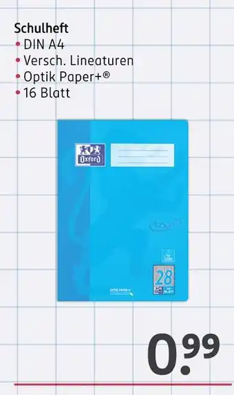 Rossmann Schulheft Angebot