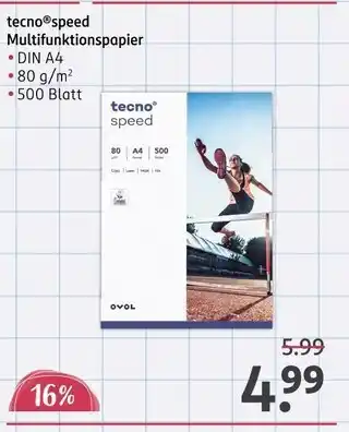 Rossmann Tecno speed multifunktionspapier Angebot