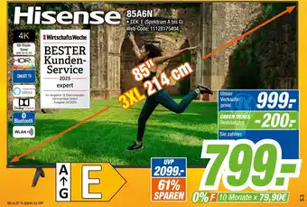 Expert Hisense 4k tv 85a6n Angebot