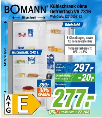 Expert Bomann kühlschrank ohne gefrierfach vs 7316 Angebot