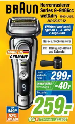 Expert Braun herrenrasierer series 9-9486cc wet&dry Angebot