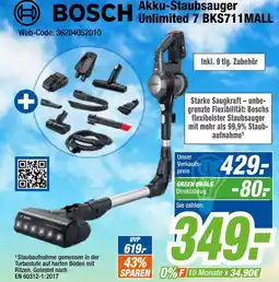 Expert Bosch akku-staubsauger unlimited 7 bks711mall Angebot