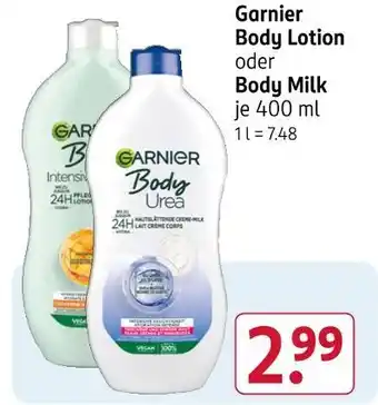 Rossmann Garnier body lotion Angebot
