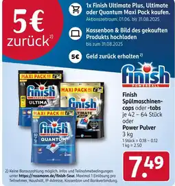 Rossmann Finish finish spülmaschinencaps oder -tabs oder power pulver Angebot