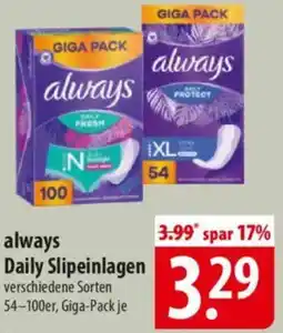 Famila Nord Ost always Daily Slipeinlagen Angebot