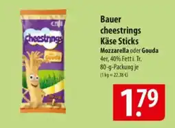 Famila Nord Ost Bauer cheestrings Käse Sticks Mozzarella oder Gouda Angebot