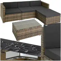Netto Marken-Discount tectake Rattan Lounge, für 3 bis 4 Personen, UV-beständig, mit Sicherheitsglasplatte Angebot