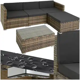 Netto Marken-Discount tectake Rattan Lounge, für 3 bis 4 Personen, UV-beständig, mit Sicherheitsglasplatte Angebot