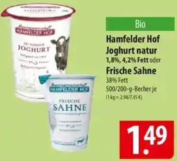 Famila Nord Ost Hamfelder Hof Joghurt natur oder Frische Sahne Angebot