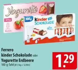 Famila Nord Ost Ferrero kinder Schokolade oder Yogurette Erdbeere Angebot
