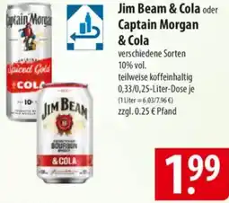 Famila Nord Ost Jim Beam & Cola oder Captain Morgan & Cola Angebot