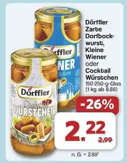 Famila Nord Ost Dörffler Zarte Dorfbockwurst, Kleine Wiener oder Cocktail Würstchen Angebot