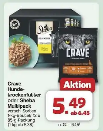 Famila Nord Ost Crave Hundetrockenfutter oder Sheba Multipack Angebot